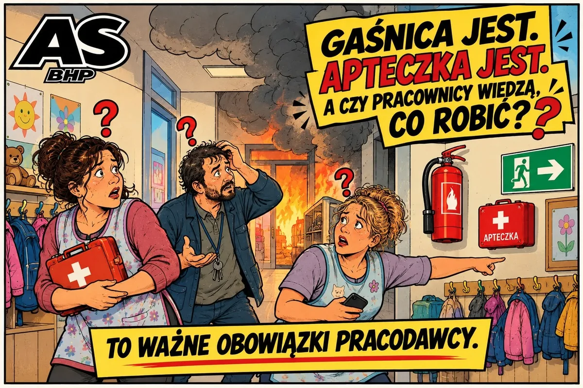 Pracownicy przedszkola w panice podczas pożaru — mimo gaśnicy i apteczki nie wiedzą, co robić